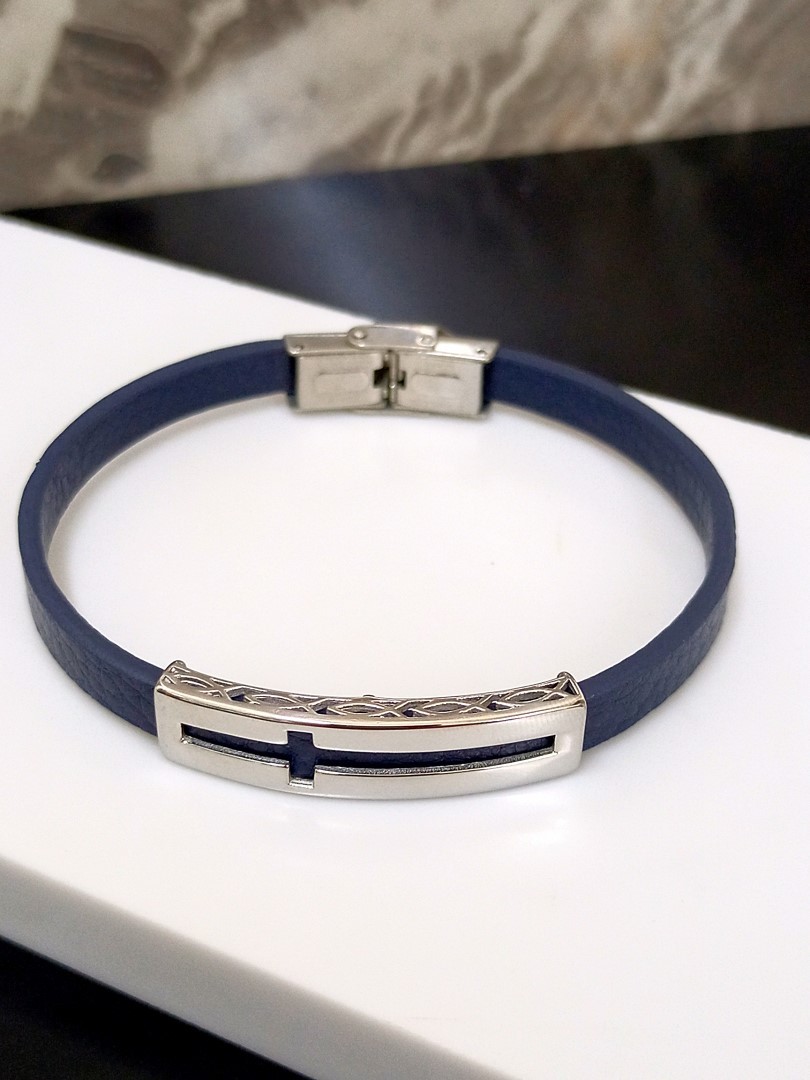 CROSS FISH BLUE LEATHER BRACELET