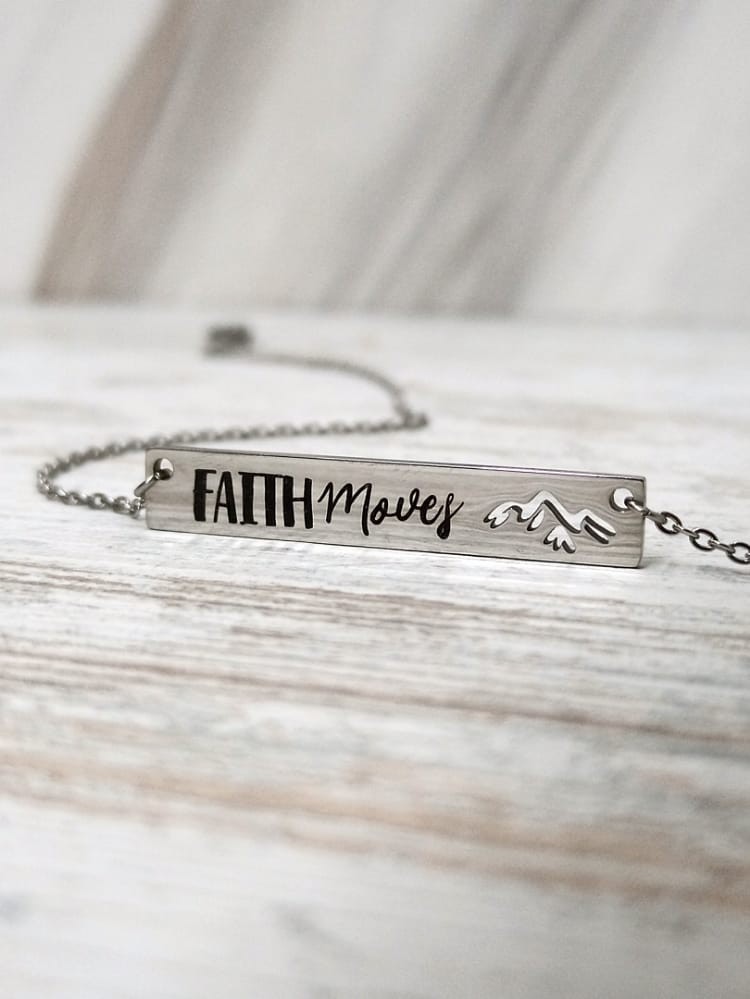 FAITH MOVES MOUNTAINS BAR NECKLACE