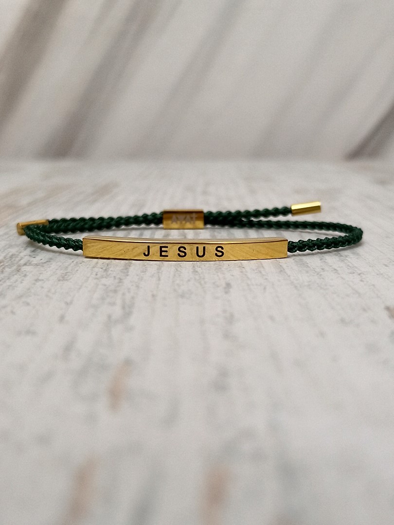 JESUS BRAIDED ROPE BRACELET GOLD