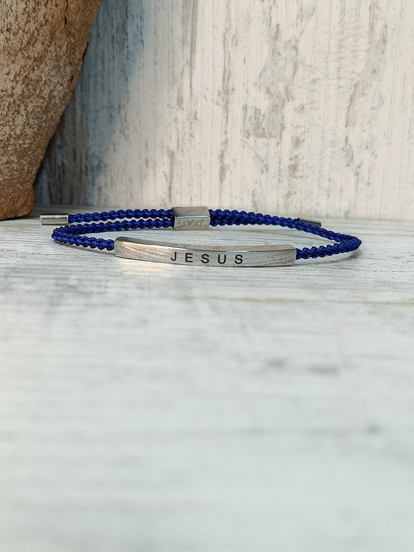 JESUS BRAIDED ROPE BLUE BRACELET