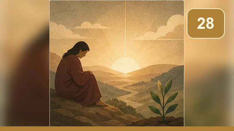 رسم تعبيري للسؤال 28: كيف أواجه الحزن وفقدان من أحب؟